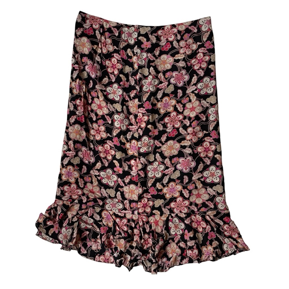 Sigrid Olsen Sport Floral Midi Skirt in Black and Pink